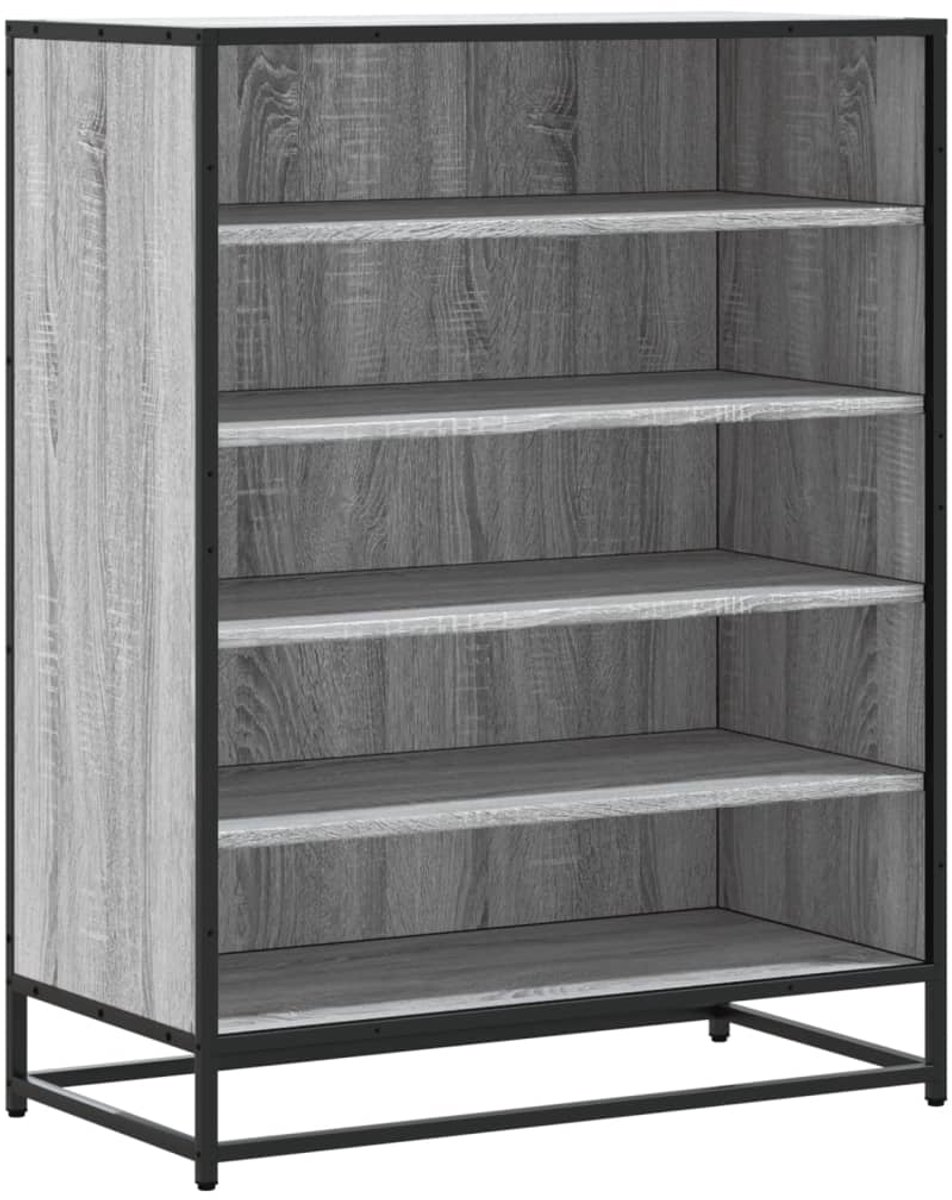 Schoenenkast | Schoenenrek | Opbergkast 75x38x97,5 cm bewerkt hout en metaal grijs sonoma (6248446692319)