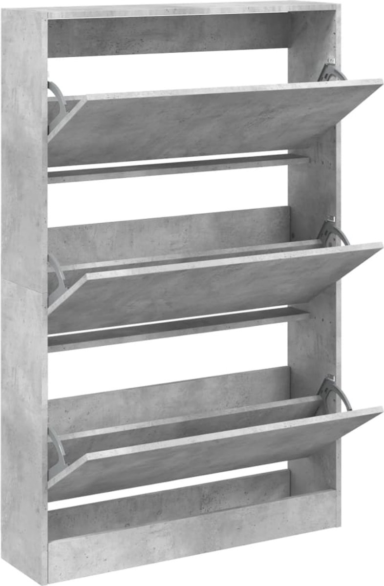 Schoenenkast | Schoenenrek | Opbergkast 80x21x125,5 cm bewerkt hout betongrijs (6248446692395)