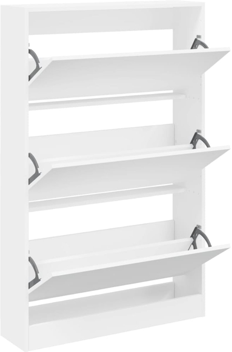 Schoenenkast | Schoenenrek | Opbergkast 80x21x125,5 cm bewerkt hout wit (6248446692449)