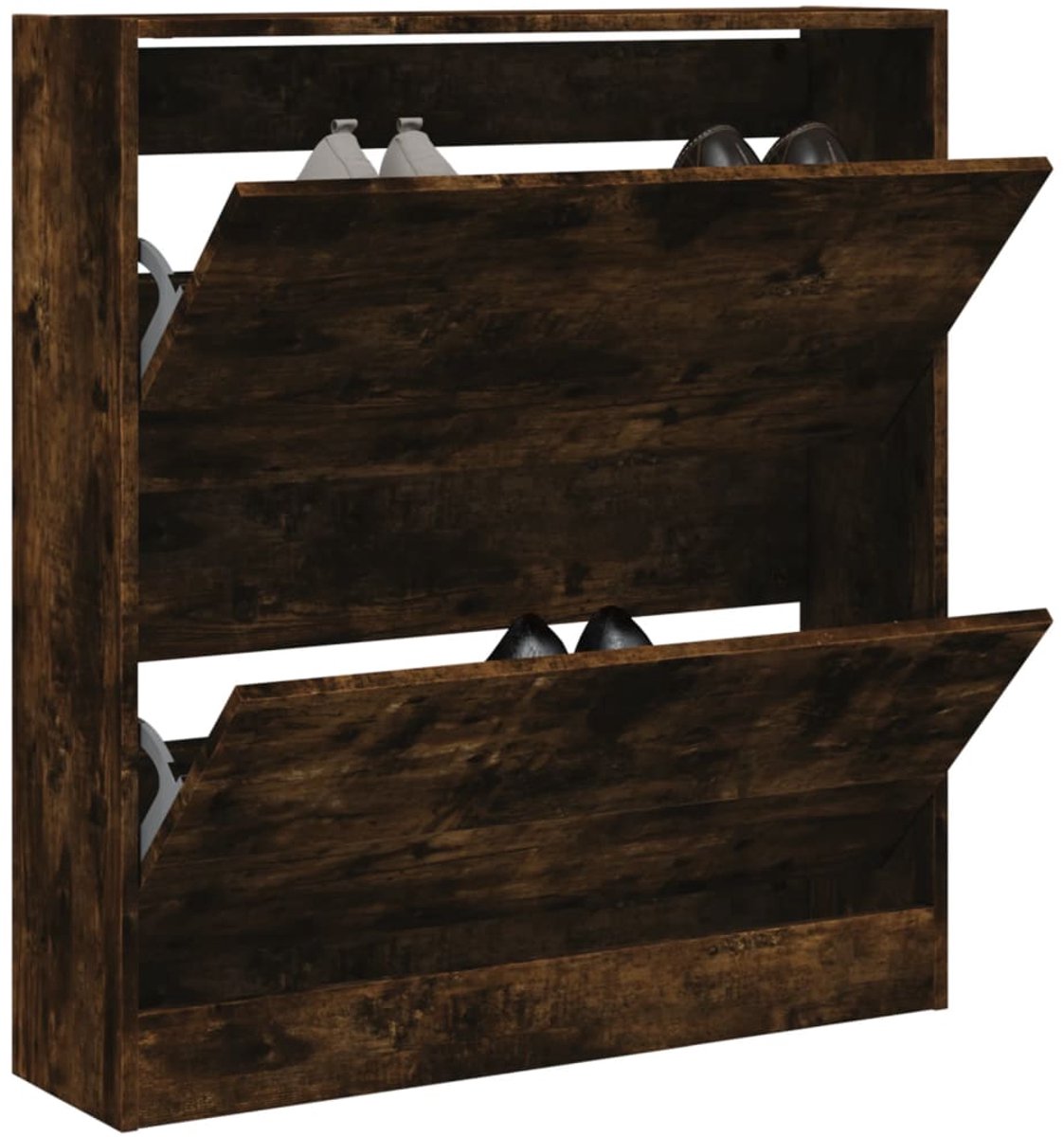 Schoenenkast | Schoenenrek | Opbergkast 80x21x87,5 cm bewerkt hout gerookt eikenkleurig (6248446692517)