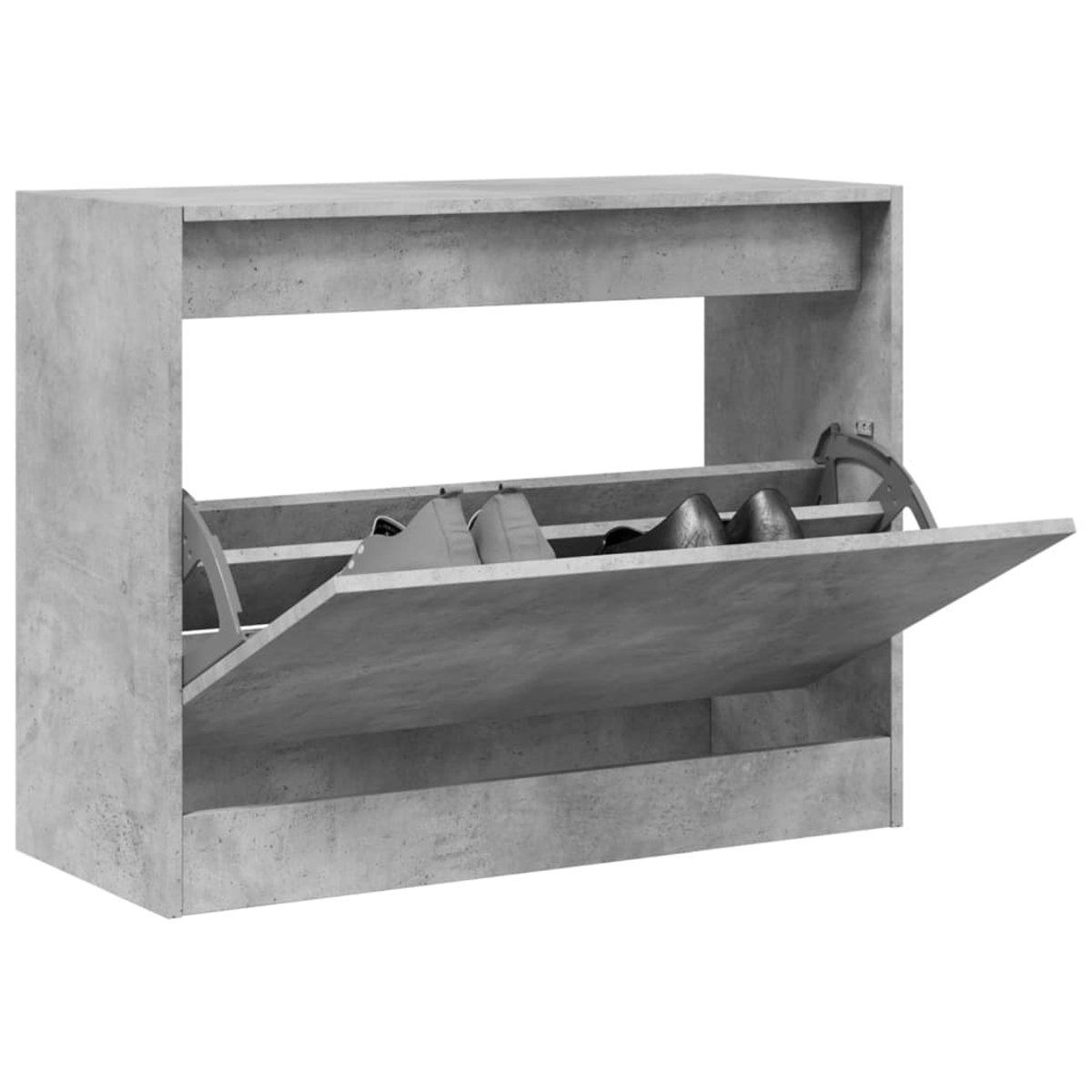 Schoenenkast | Schoenenrek | Opbergkast 80x34x63 cm bewerkt hout betongrijs (6248446692579)