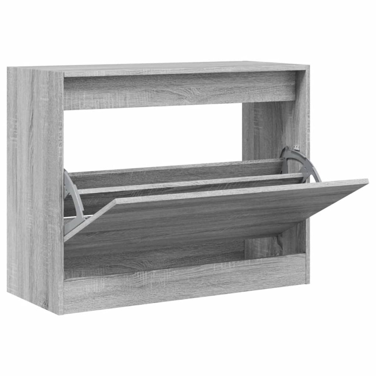 Schoenenkast | Schoenenrek | Opbergkast 80x34x63 cm bewerkt hout grijs sonoma eikenkleurig (6248446692609)