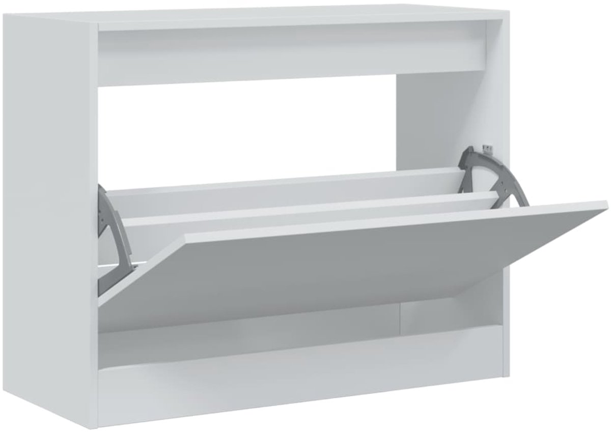 Schoenenkast | Schoenenrek | Opbergkast 80x34x63 cm bewerkt hout wit (6248446692623)
