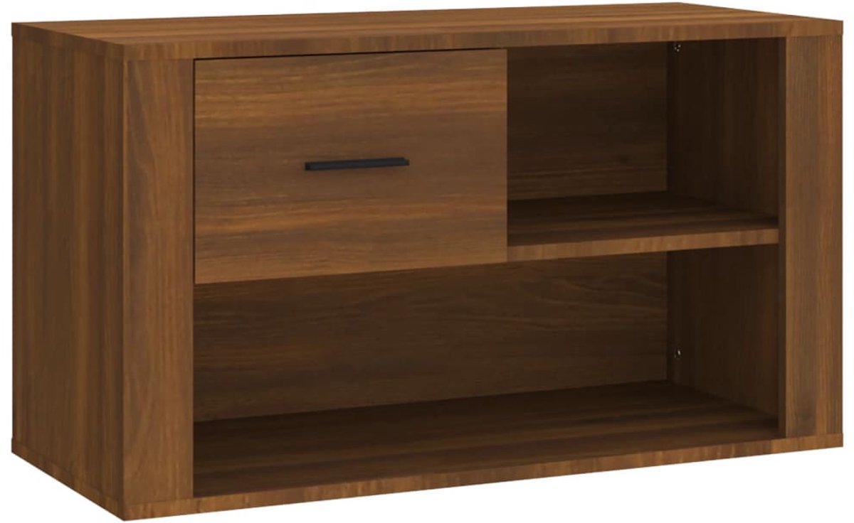 Schoenenkast | Schoenenrek | Opbergkast 80x35x45 cm bewerkt hout bruin eikenkleur (6248446692685)