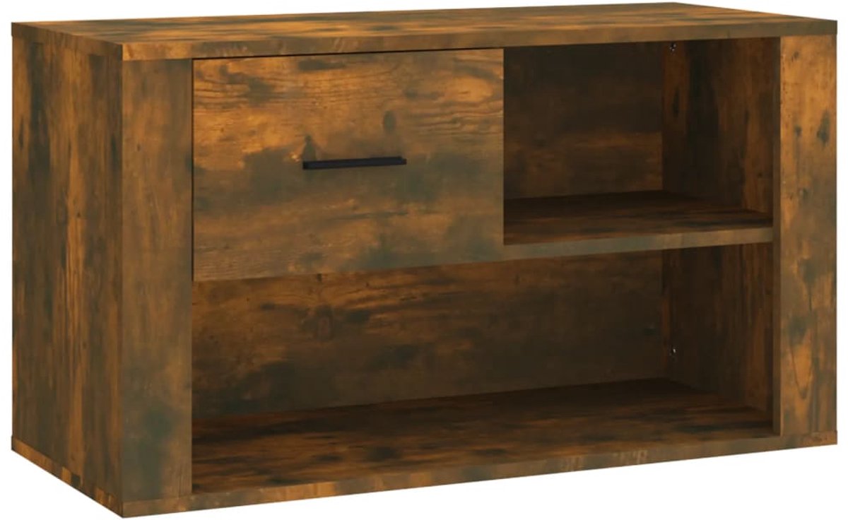 Schoenenkast | Schoenenrek | Opbergkast 80x35x45 cm bewerkt hout gerookt eikenkleurig (6248446692692)