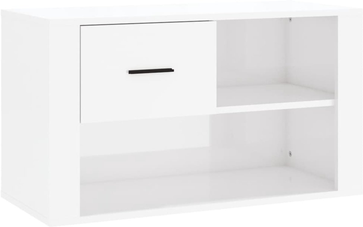 Schoenenkast | Schoenenrek | Opbergkast 80x35x45 cm bewerkt hout hoogglans wit (6248446692715)