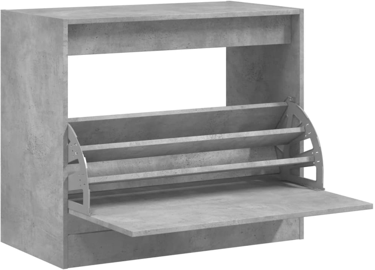 Schoenenkast | Schoenenrek | Opbergkast 80x42x69 cm bewerkt hout betongrijs (6248446692852)