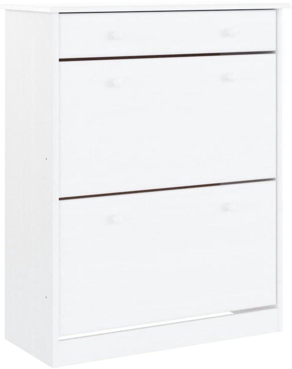 Schoenenkast | Schoenenrek | Opbergkast ALTA 77x35x96 cm massief grenenhout wit (6248446693040)