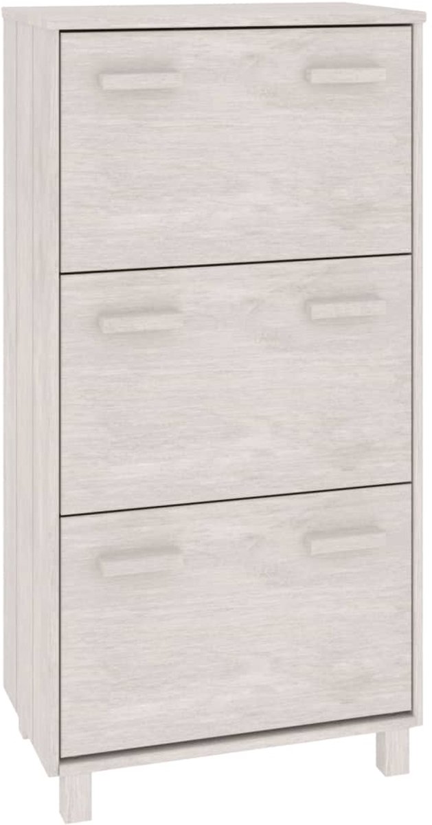 Schoenenkast | Schoenenrek | Opbergkast HAMAR 59,5x35x117 cm massief grenenhout wit (6248446693293)