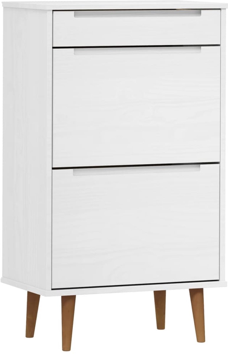 Schoenenkast | Schoenenrek | Opbergkast MOLDE 59,5x35x103 cm massief grenenhout wit (6248446694603)