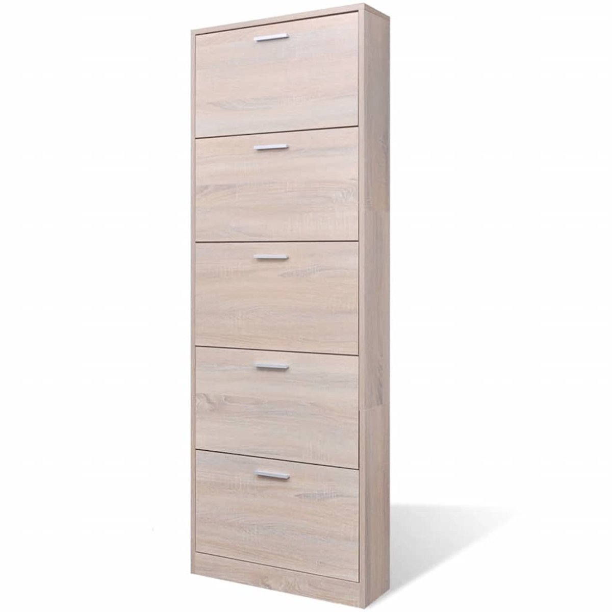 Schoenenkast | Schoenenrek | Opbergkast hout met 5 opbergvakken eiken-look (6248446693354)