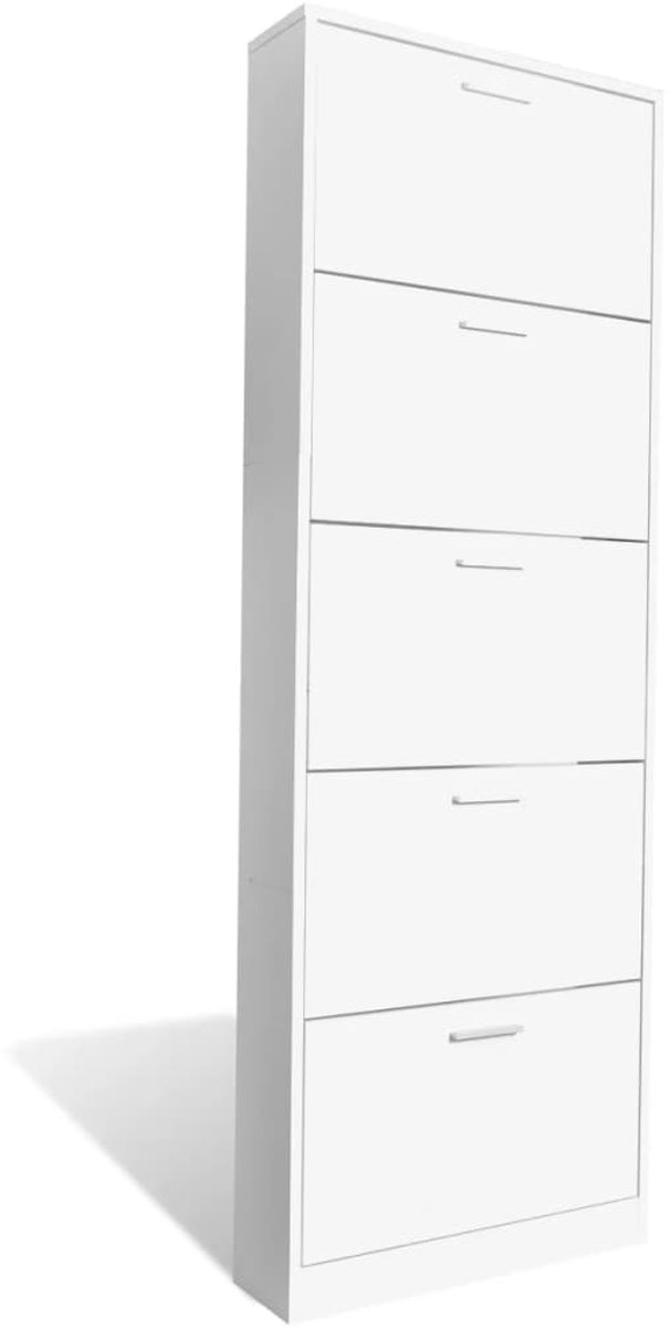 Schoenenkast | Schoenenrek | Opbergkast hout met 5 opbergvakken wit (6248446693361)