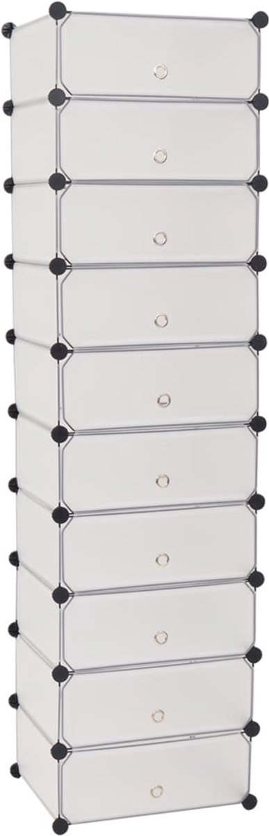 Schoenenkast | Schoenenrek | Opbergkast met 10 ineengrijpende vakken wit (6248446693378)