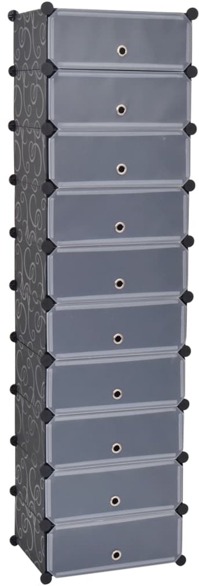 Schoenenkast | Schoenenrek | Opbergkast met 10 ineengrijpende vakken zwart (6248446693385)