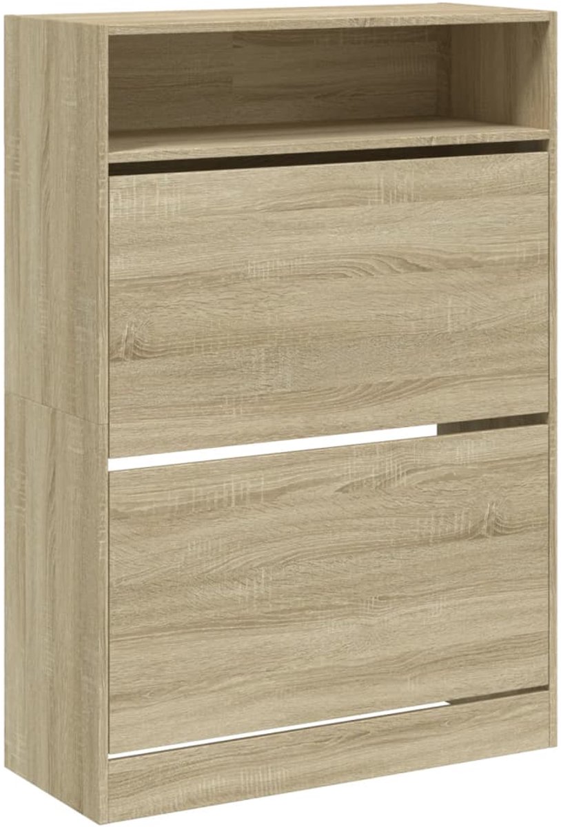 Schoenenkast | Schoenenrek | Opbergkast met 2 klaplades 80x34x116 cm sonoma eikenkleurig (6248446693507)