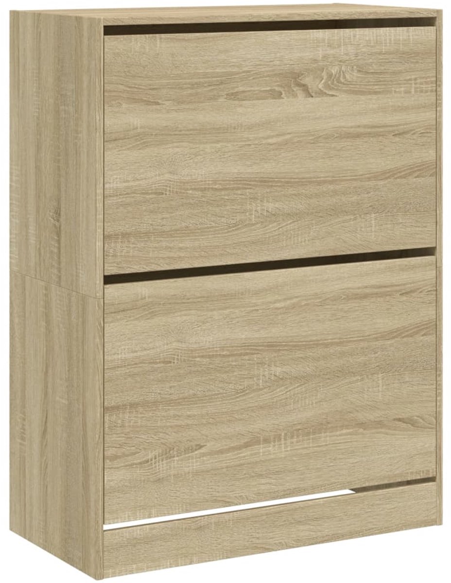 Schoenenkast | Schoenenrek | Opbergkast met 2 klaplades 80x42x108 cm sonoma eikenkleurig (6248446693569)