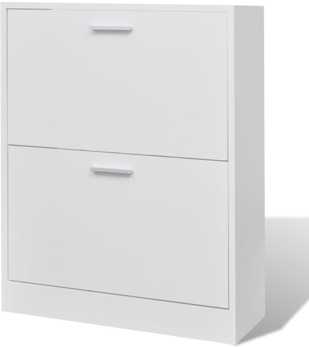 Schoenenkast | Schoenenrek | Opbergkast met 2 vakken hout wit (6248446693606)