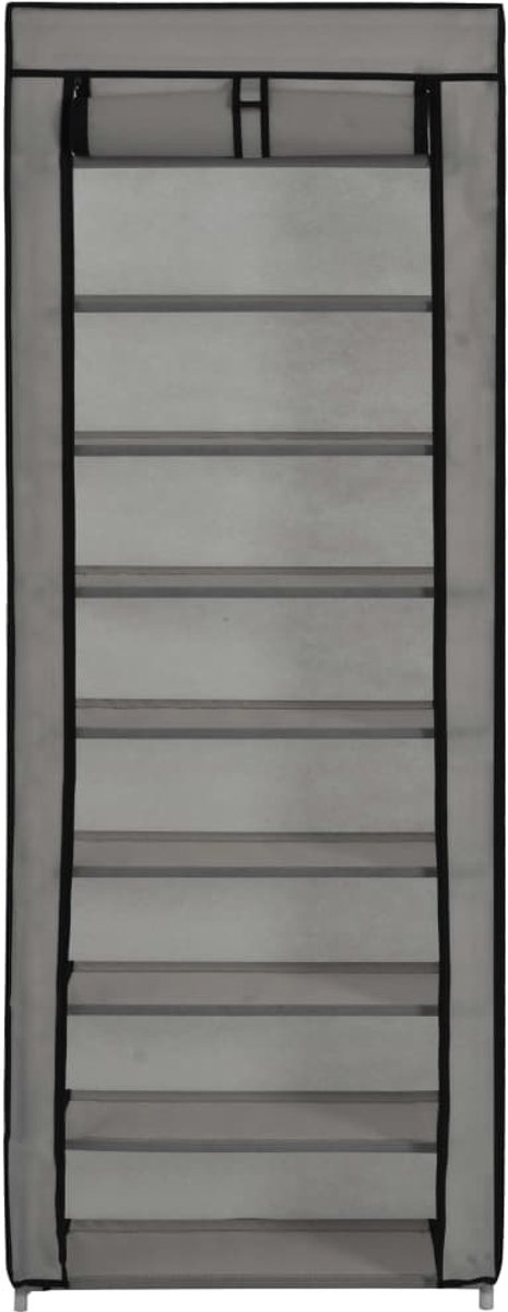 Schoenenkast | Schoenenrek | Opbergkast met hoes 57x29x162 cm stof grijs (6248446693903)