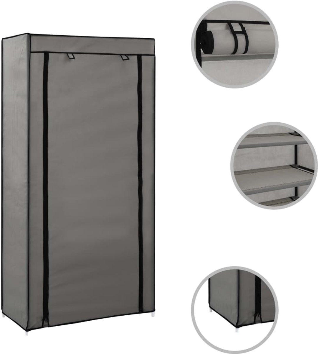 Schoenenkast | Schoenenrek | Opbergkast met hoes 58x28x106 cm stof grijs (6248446693934)