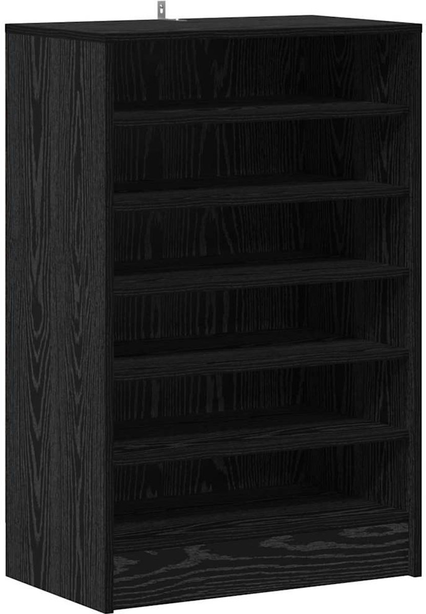 Schoenenkast | Schoenenrek | Opbergkast met plank Zwart eiken 60 x 35 x 92 cm Bewerkt hout (6248446694399)
