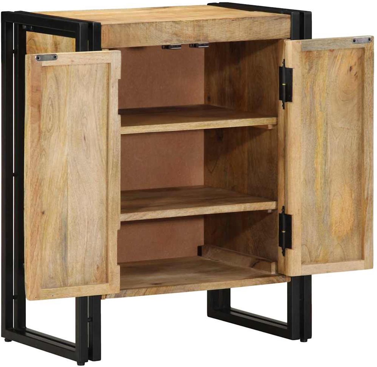 Schoenenkast | Schoenenrek | Schoenopbergkast Zwart 30 x 30 x 40 cm Massief mangohout (6248446699288)