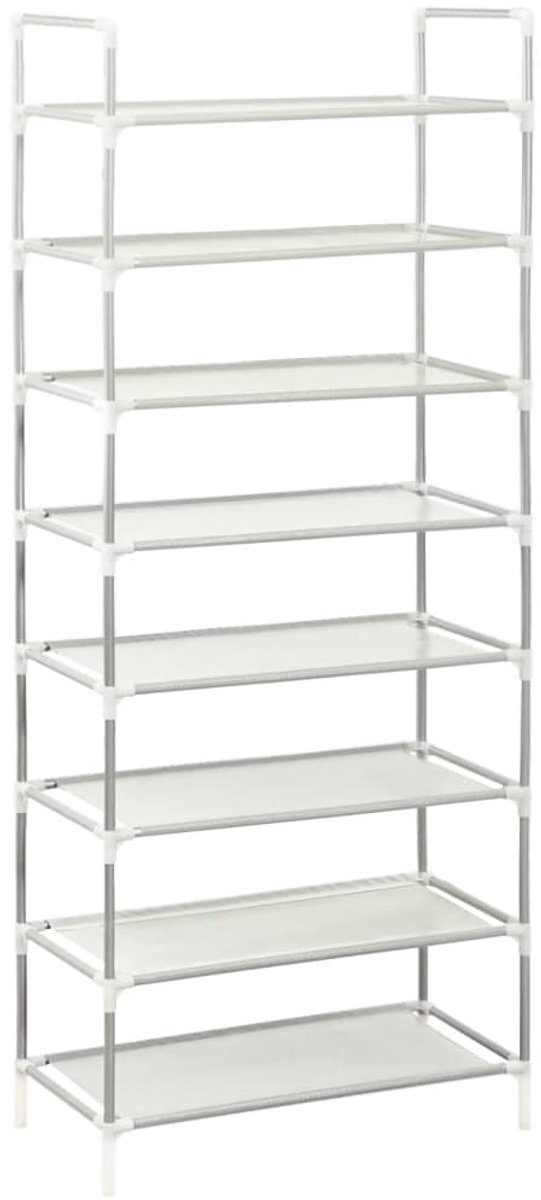 Schoenenkast | Schoenenrek met 8 schappen metaal en nonwoven stof zilverkleur (6248446698922)