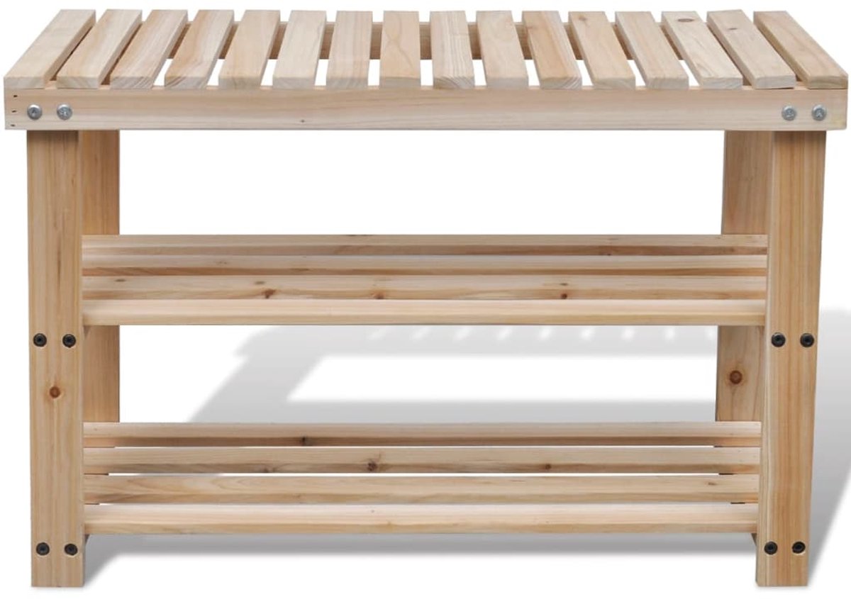 Schoenenkast | Schoenenrek met bankje 2-in-1 massief vurenhout (6248446698946)