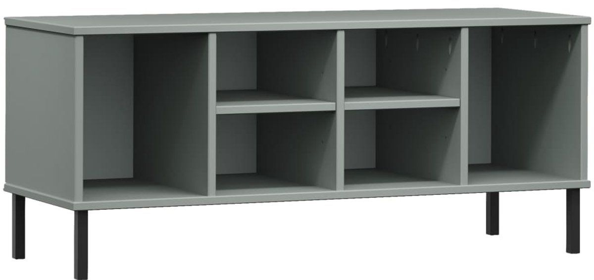 Schoenenkast | Schoenenrek met metalen poten OSLO 106x35x45 cm grenen grijs (6248446698977)