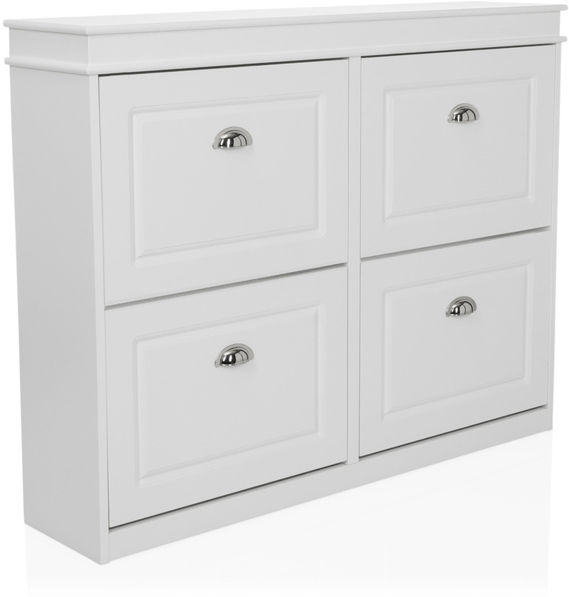 Schoenenkast / schoenenrek ESTHA 4 104x24x82 cm 4 schoenenklappen wit hjh LIVING (4064323107071)