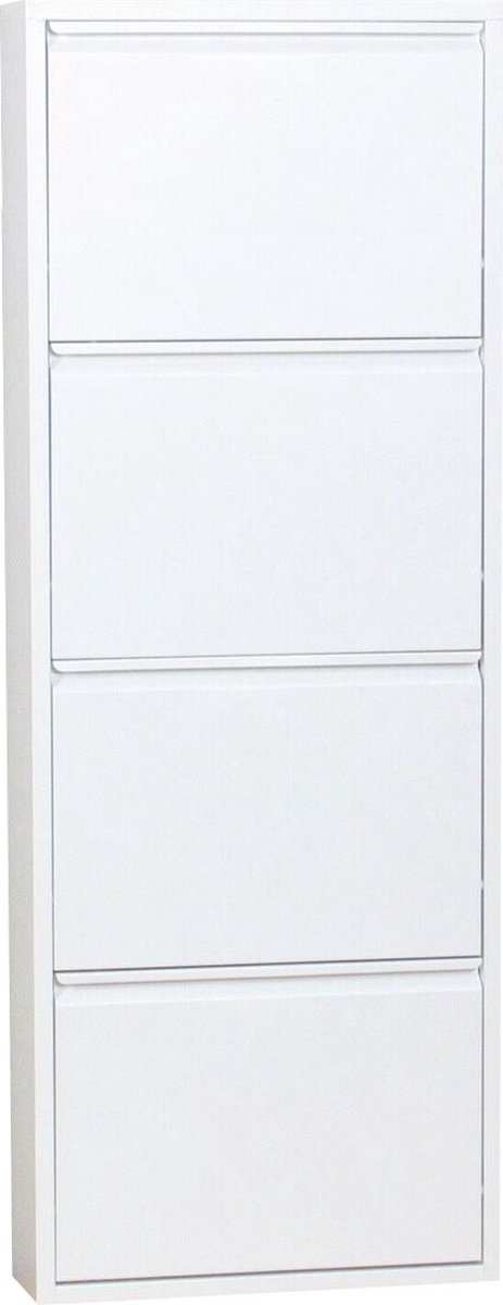 Schoenenkast wit metaal met 4 vakken. (7435110681666)