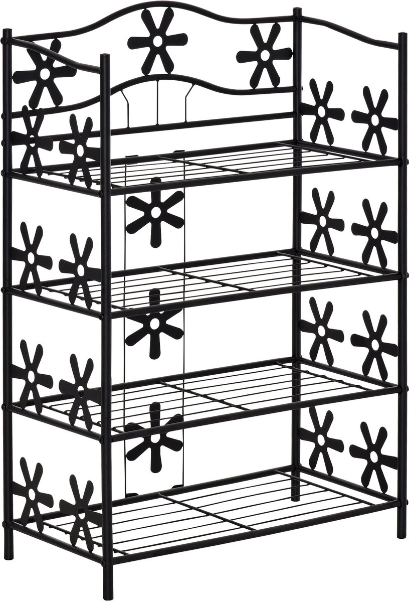 Schoenenrek - 59,5 x 30 x 92 cm - Smal Staand Rek 4 Etages - Ruimtebesparend - Metaal - Zwart (8901660551036)