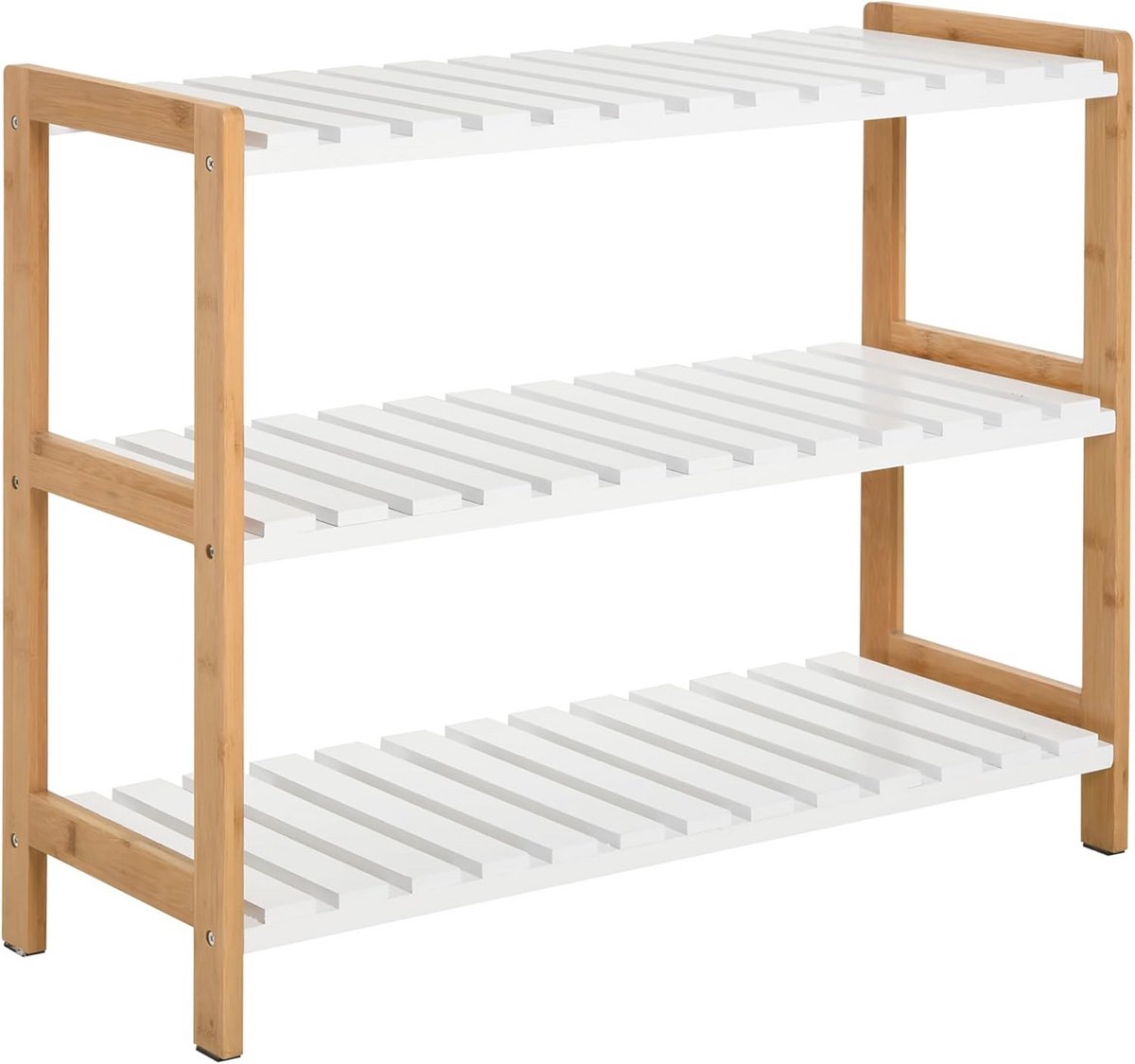 Schoenenrek met 3 niveaus van bamboe en MDF in wit (9101019045646)