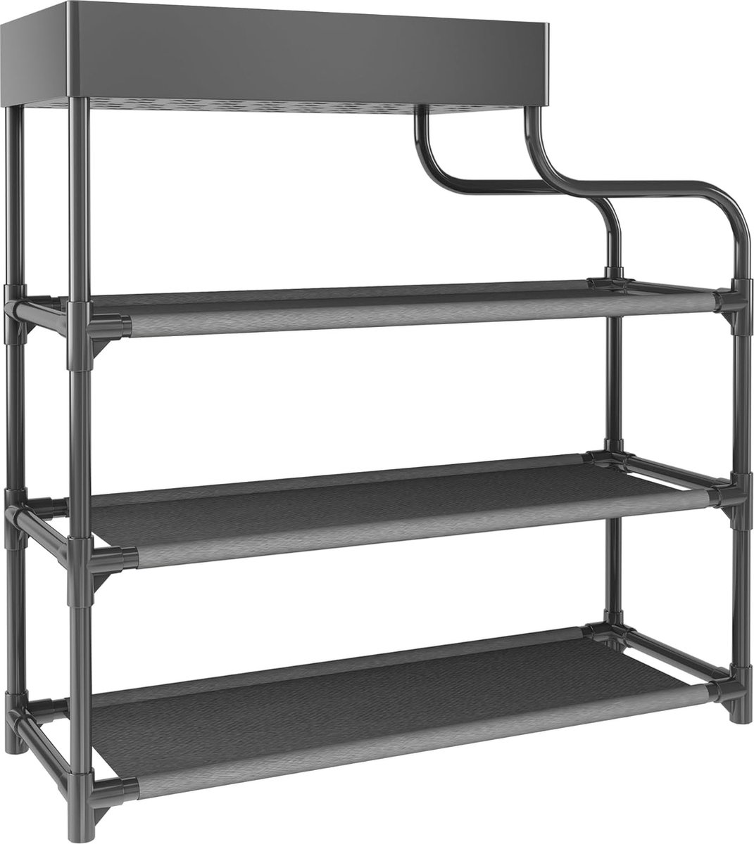 Schoenenrek, smal schoenenrek, schoenenrek, met opbergvak, 4 niveaus, eenvoudige montage voor woonkamer, hal, kleedkamer, slaapkamer, zwart, 60 x 22 x 60 cm (8998339873223)