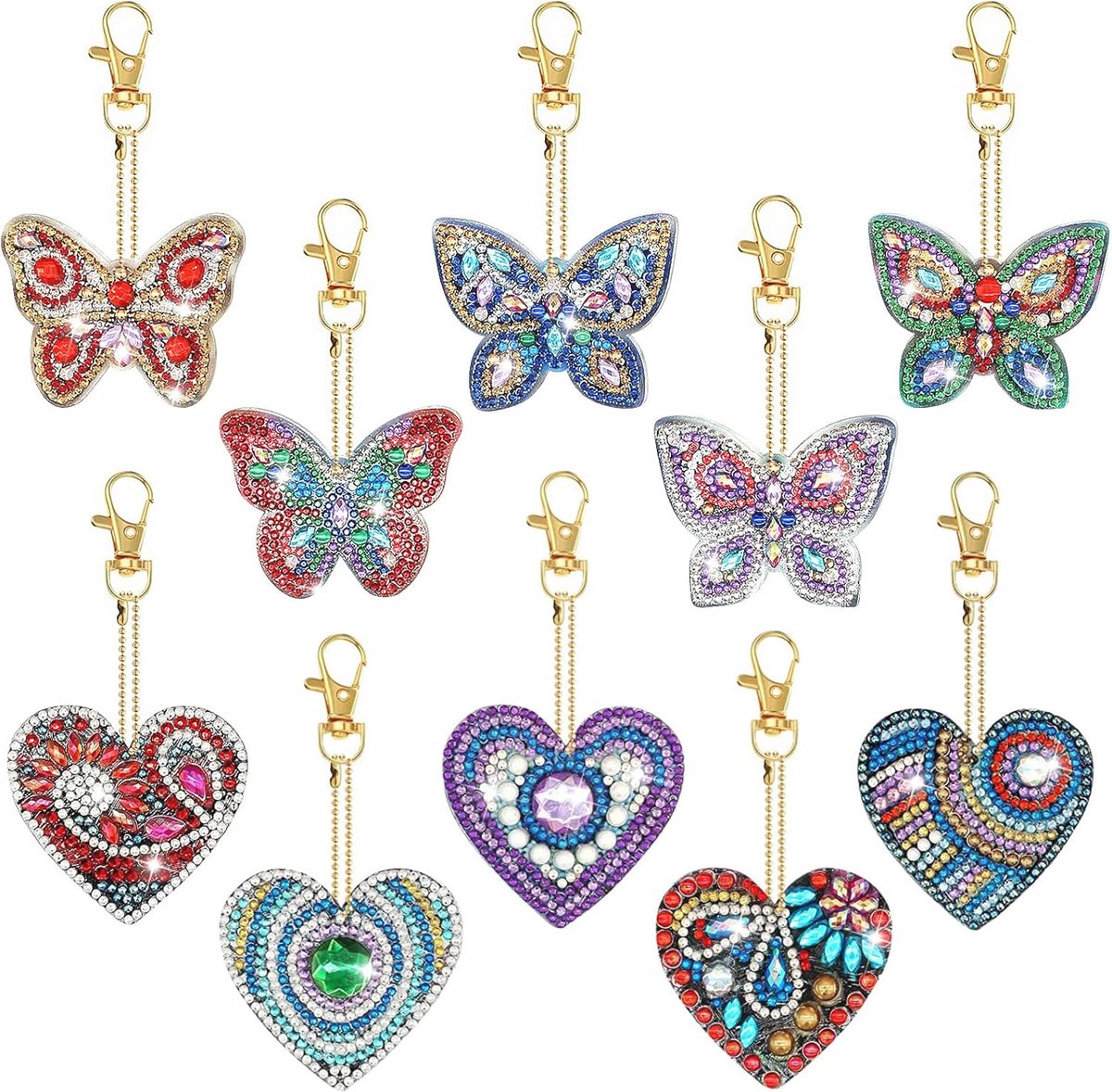 Sleutelhangers 5D Diamond Painting - DIY Decoration voor Kinderen en Volwassenen - 10 Stuks (6152644171111)