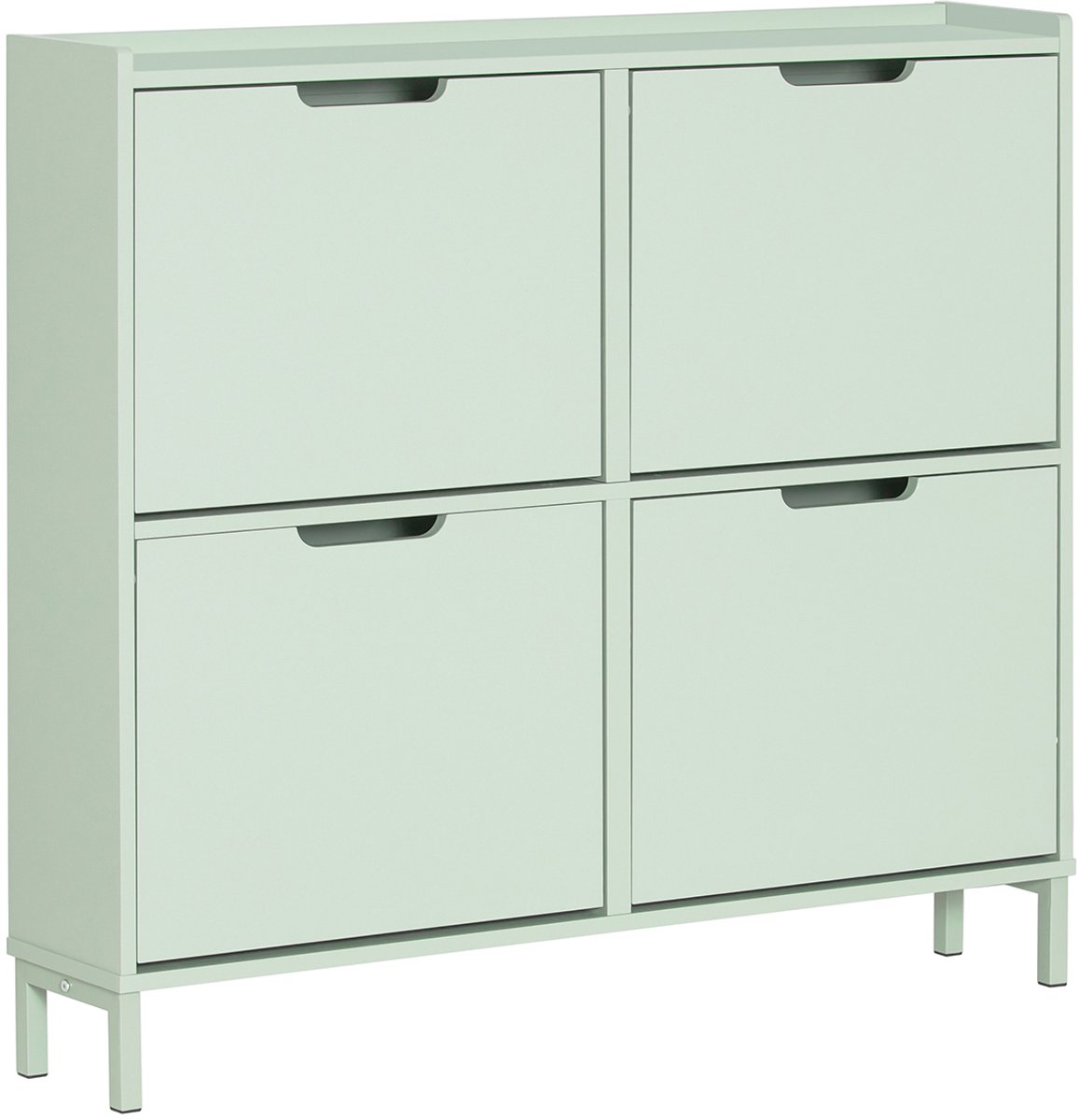 SoBuy FSR100-GR Smalle Schoenenkast met 4 Kleppen - Ruimtebesparend Schoenenrek voor Hal & Gang - Groen,100x90x19 cm (4251388630112)