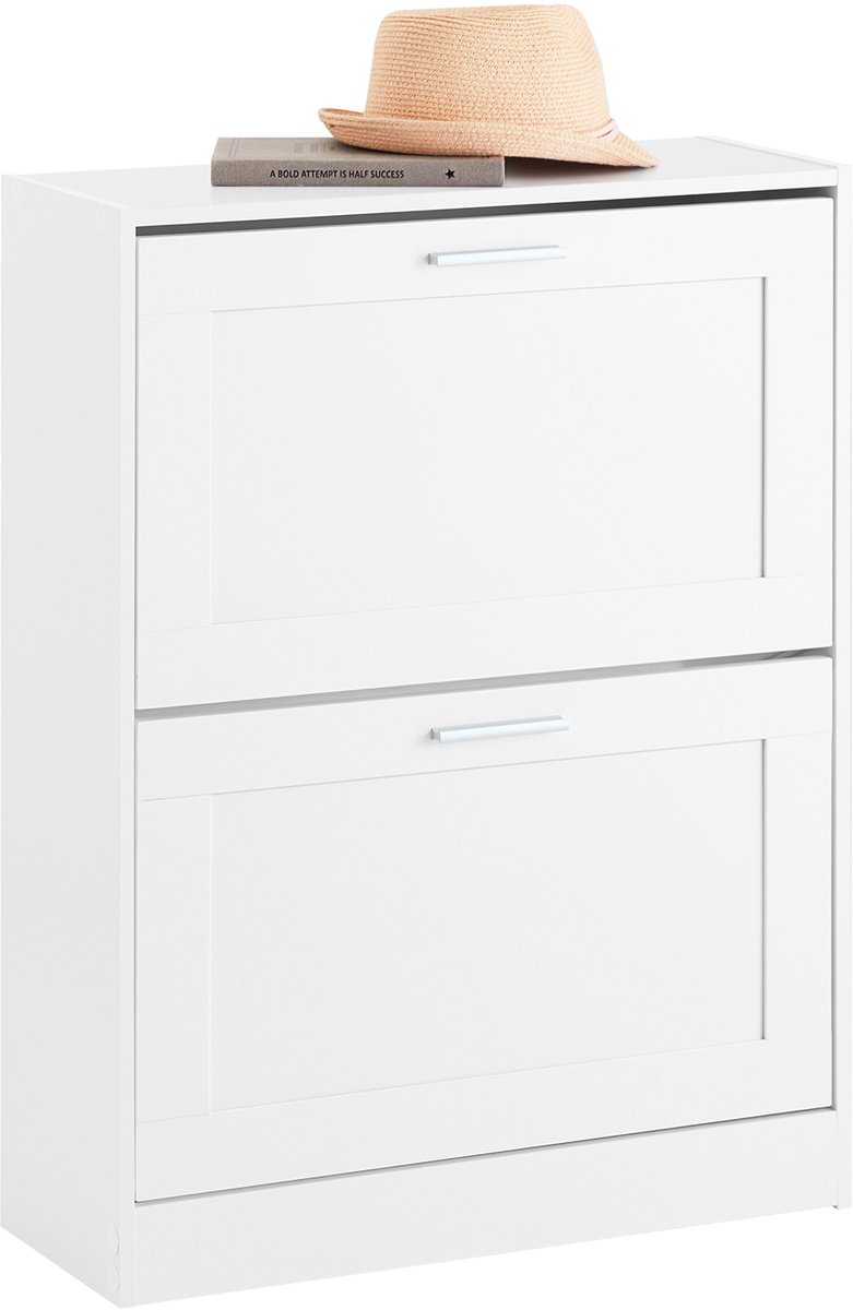 SoBuy FSR137-W Entreekast - Witte Schoenenkast met 2 Kleppen (4251388637937)