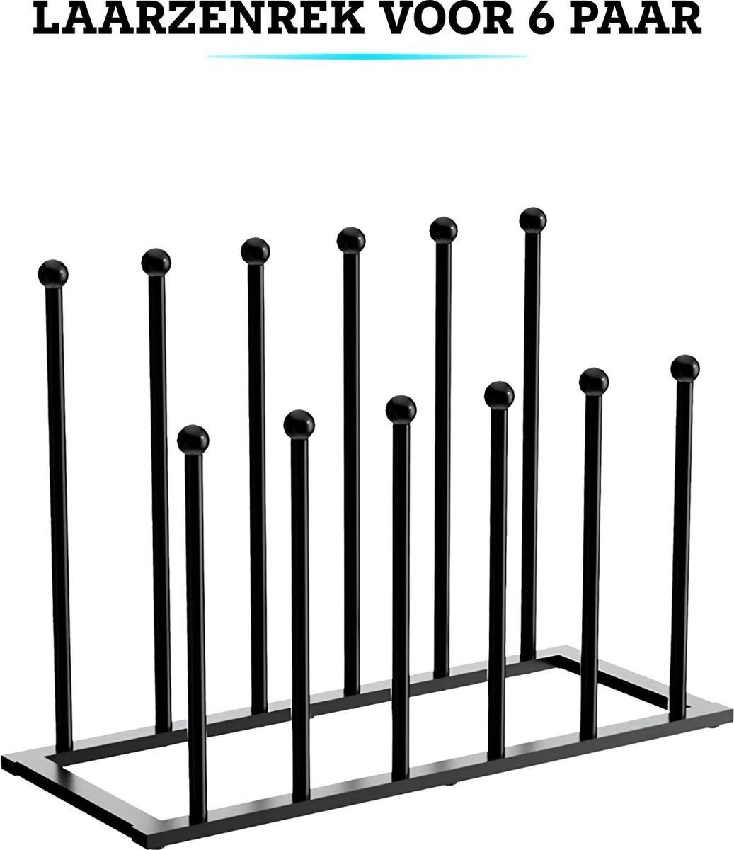 Somstyle Laarzenrek voor 6 Paar - 73 x 25 x 44.5 CM - Schoenenrek voor Laarzen & Schoenen - RVS - Zwart (8721073325556)
