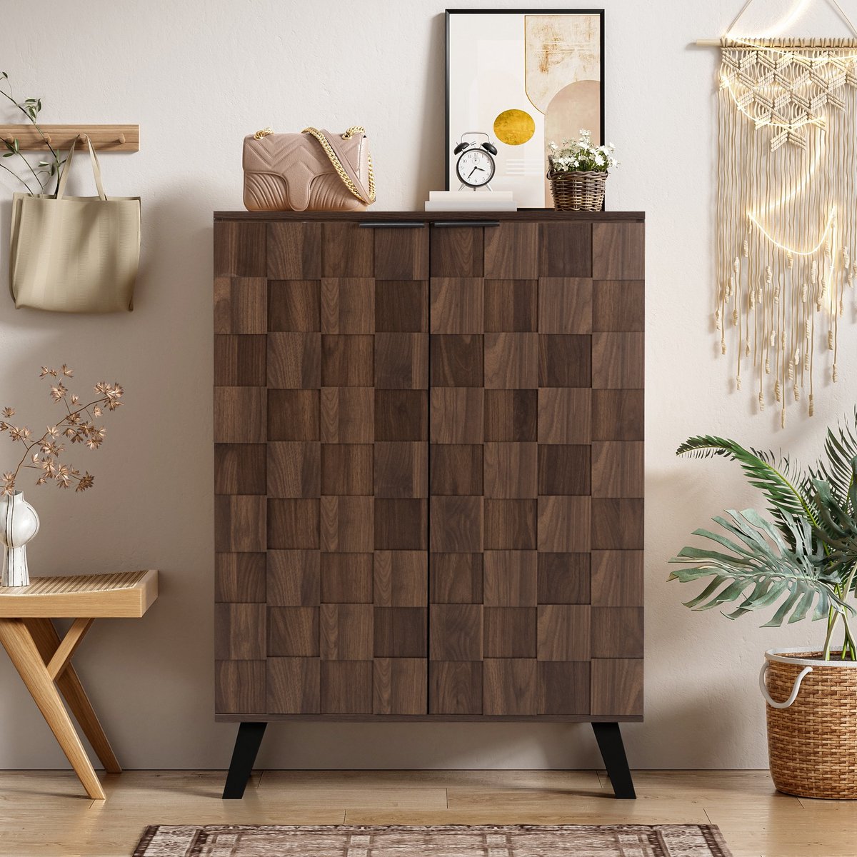 Sweiko Dressoir - Verstelbare plank - Schoenenkast - 80.5 x 35 x 109.5 cm - Bruin (7462584370505)