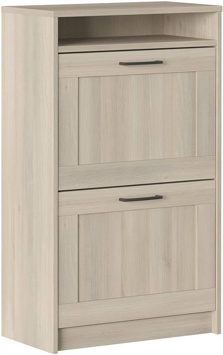 Traditionele schoenenkast met 2 deuren en open vak, 60 x 30 x 99,5 cm, eiken (9101039830581)