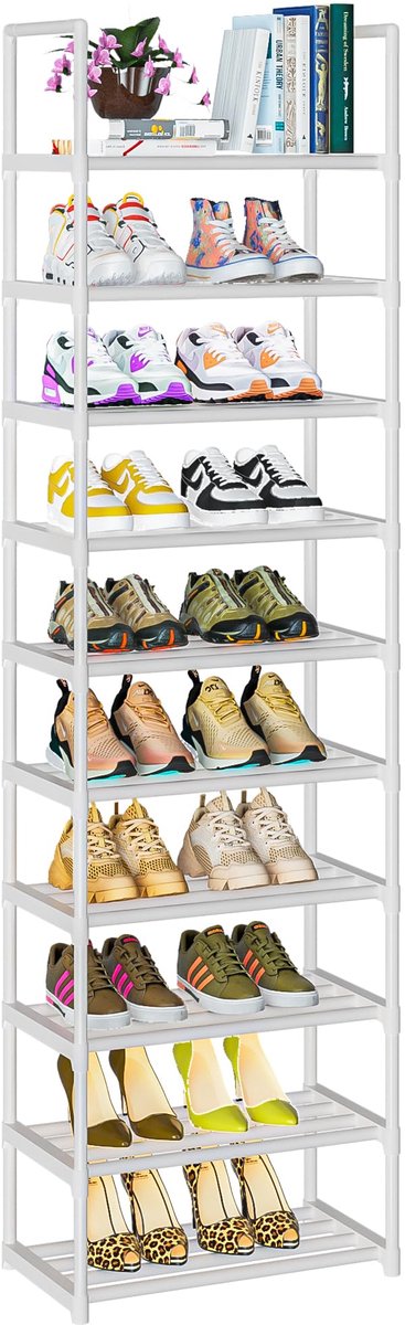 Unyqoos ® Slim en Ruimtebesparend Schoenenrek met 10 Verstelbare Niveaus voor Compacte Opbergoplossingen (8721323023737)