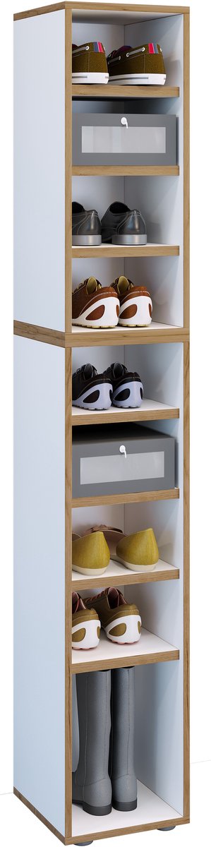 VCM Holz Schuhregal | Maße ca. H. 183 x B. 30 x T. 33 cm | Schuhkommode mit 9 Fächer | Schuhschrank - Salia 9fach B. 30 cm (4051814446191)