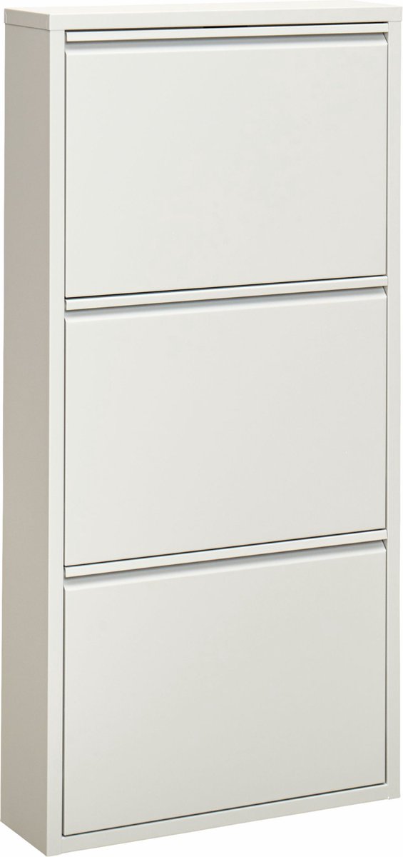 VEEHAUS® - Kelley - Praktisch Schoenenrek -Schoenenrek Wit - Schoenenrek met 3 Niveaus - Schoenenkast Wit - Schoenenrek metaal industrieel - Metaal - 50 x 104 x 15cm -Wit (8720598051377)