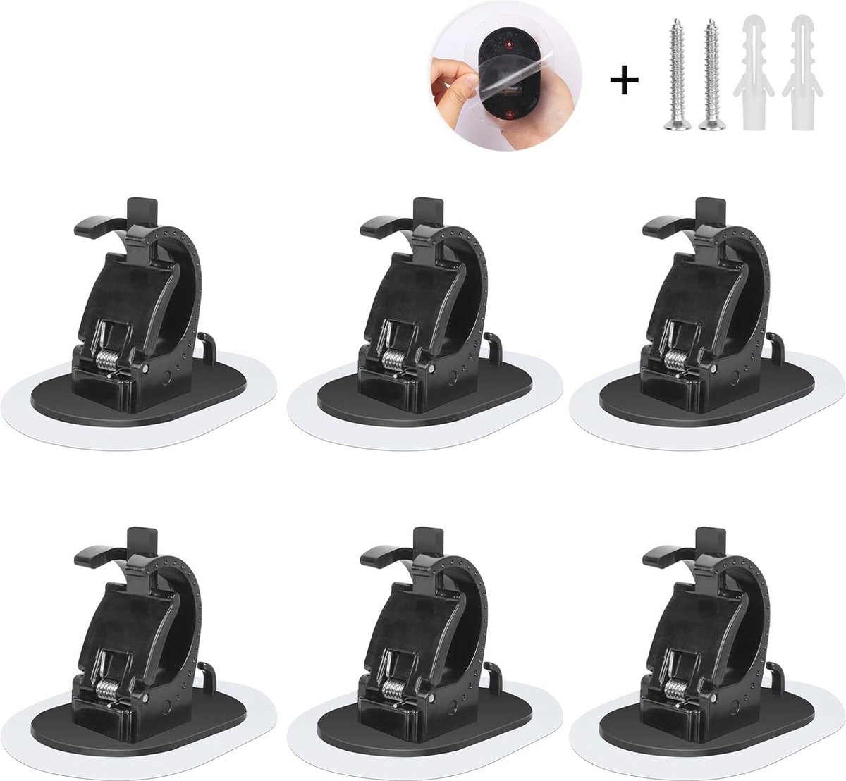 Verstelbare gordijnhaakhouders - 6 stuks zelfklevende gordijnroedes zonder boren - Lijm houders voor gordijnen (zwart) (6152639258216)