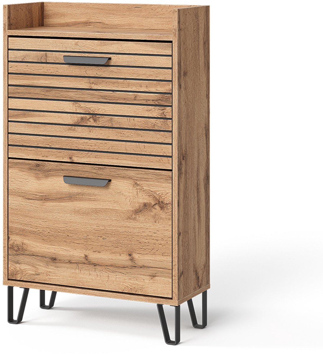 Vicco Amber Schoenenkantelaar - 59.8 x 100 cm met 2 compartimenten Eiken Wotan (4066731504602)