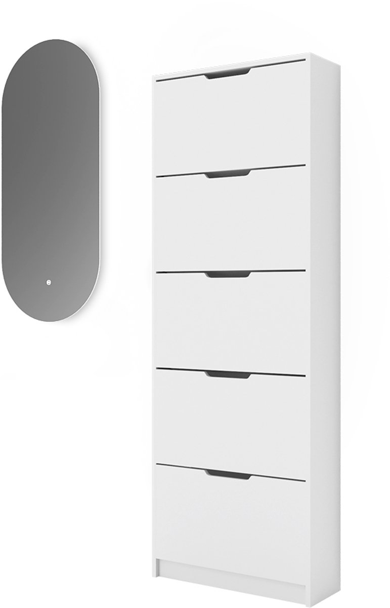 Vicco Luca Schoenklaprek - 2 delen, met LED-spiegel Wit (4066731366279)