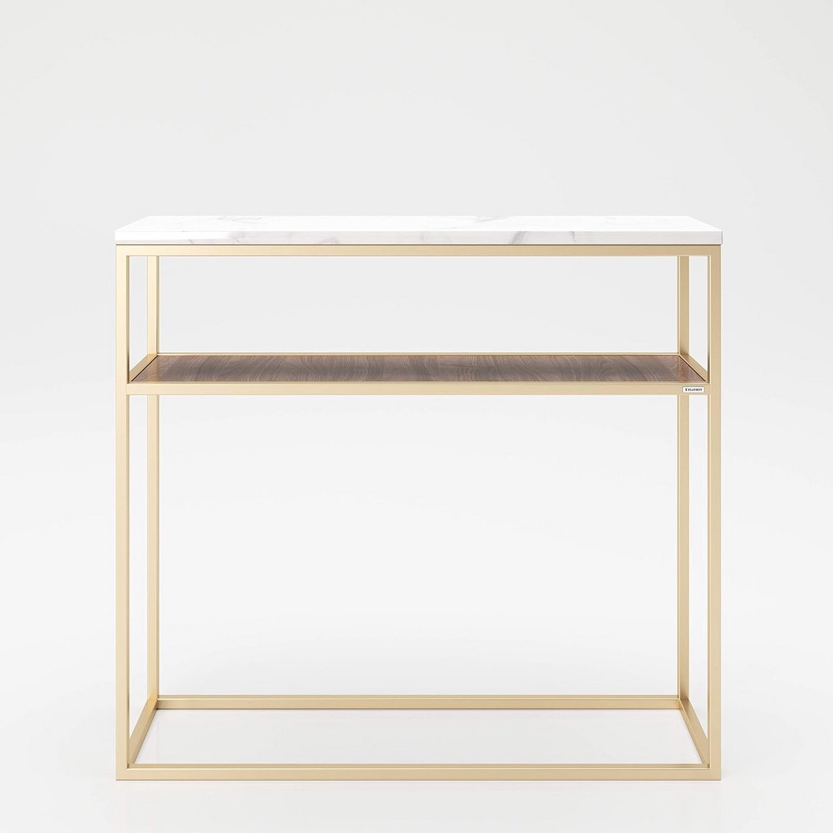 Voorraadkast met opslag en dressoir/consoletafel in walnoot en marmer (9101040154829)