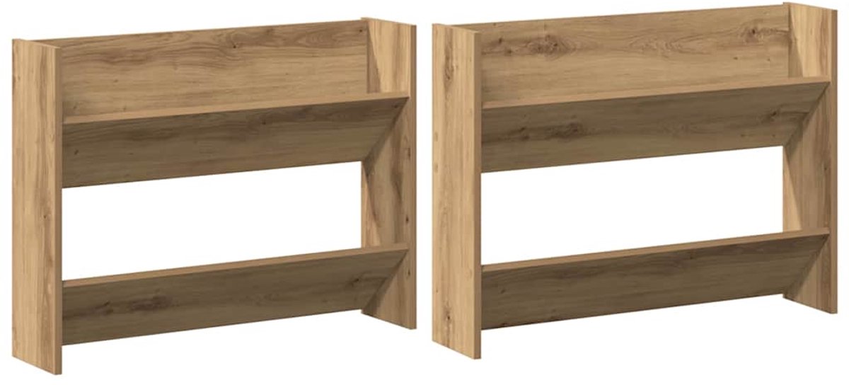 Wand Schoenenkast | Schoenenrek | Opbergkasten artisanaal eikenkleurig Bewerkt hout (6248446695372)