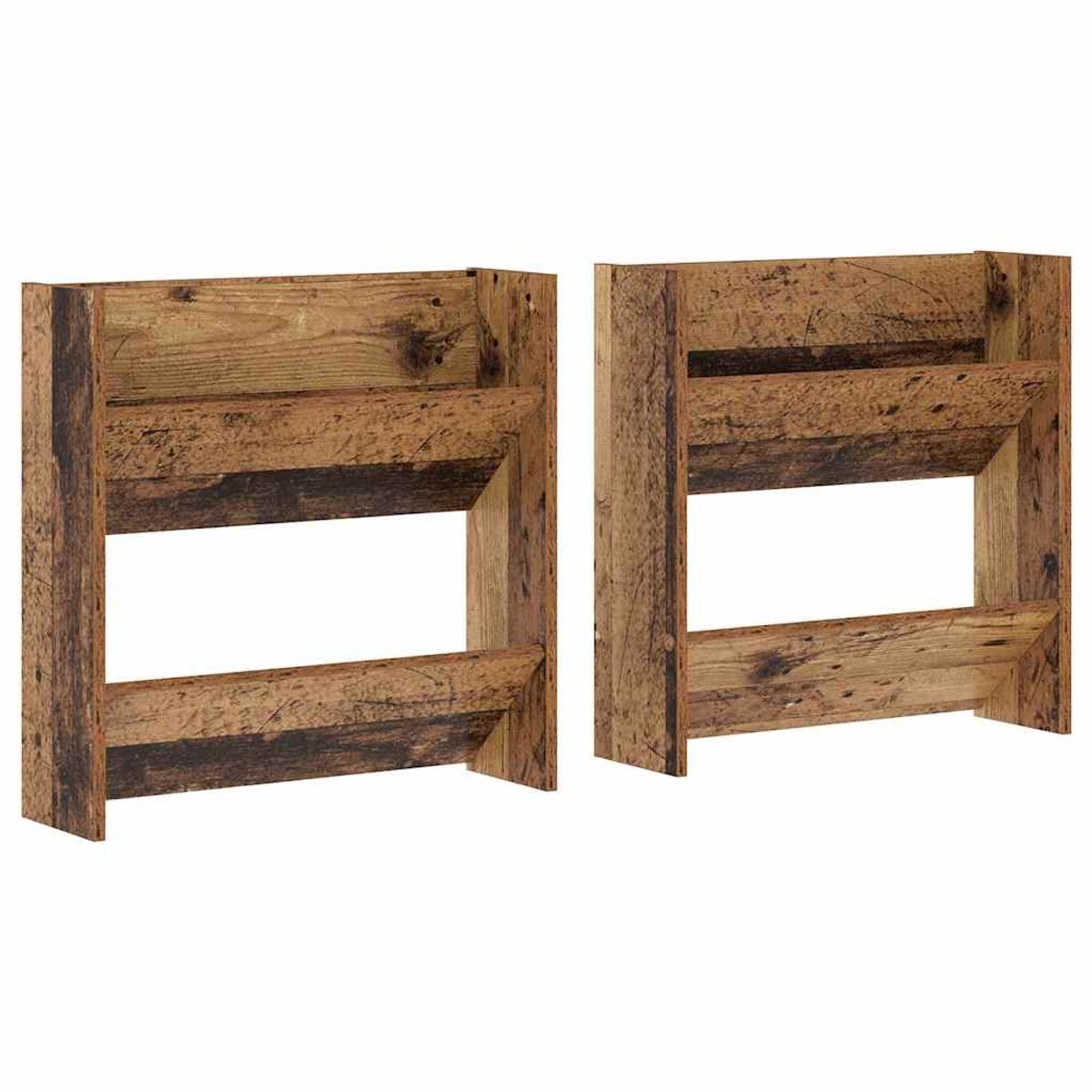Wand Schoenenkast | Schoenenrek | Opbergkasten met plank Anders Oud hout Bewerkt hout (6248446695396)