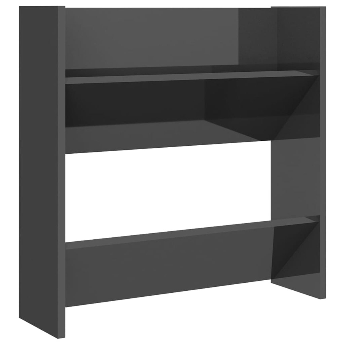 WandSchoenenkast | Schoenenrek | Opbergkast 60x18x60 cm bewerkt hout hoogglans grijs (6248446695501)