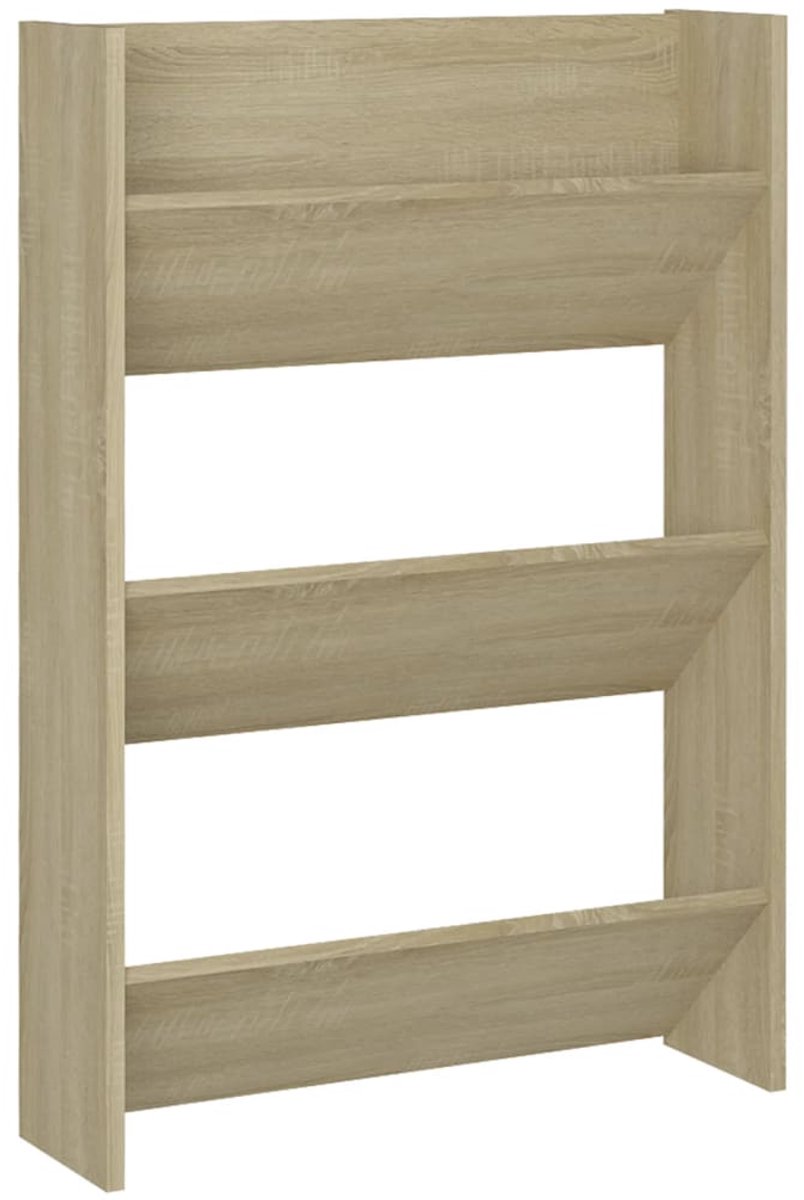 WandSchoenenkast | Schoenenrek | Opbergkast 60x18x90 cm spaanplaat sonoma eikenkleurig (6248446695556)